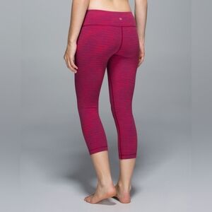 Lululemon Wunder Under Crop II Diamond Jacquard Space Dye Bumble Berry Tomato 4